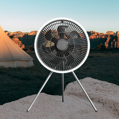 Battery 10000mAh Rechargeable Table Fan 12 Inch Lantern LED Tent Light Fan