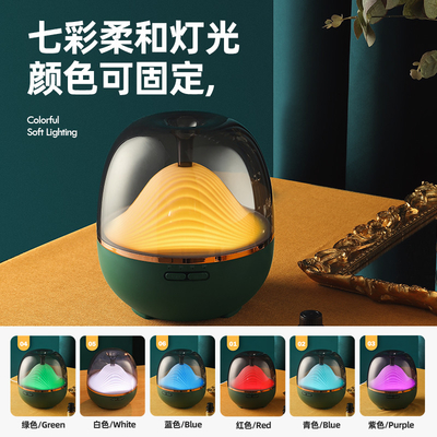 600ml Wholesale Decorative Wireless Wood Grain Ultrasonic Scented Essential Oil Room Aroma Diffuser Colorful LED Light